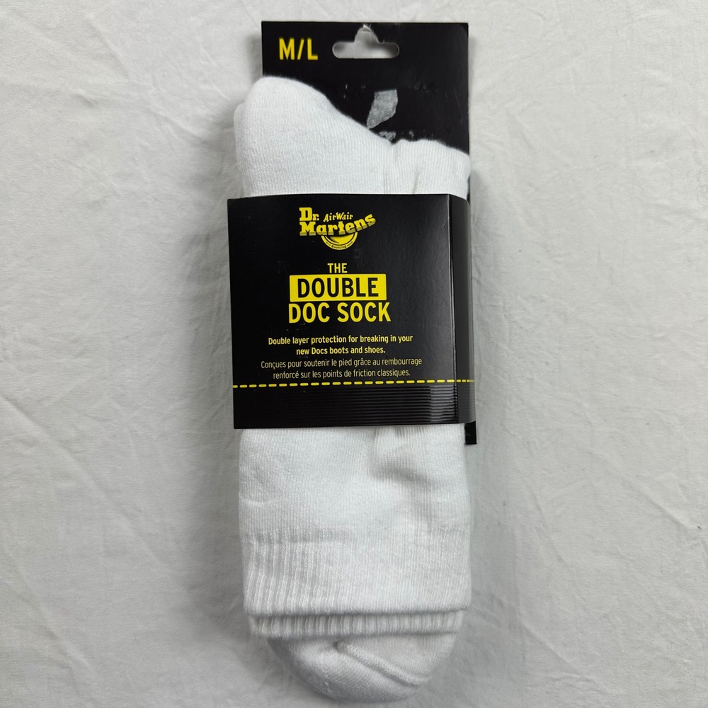 Dr. Martens Double‎ Doc Socks White Double Layer Anti-Blister Crew Socks M/L NEW